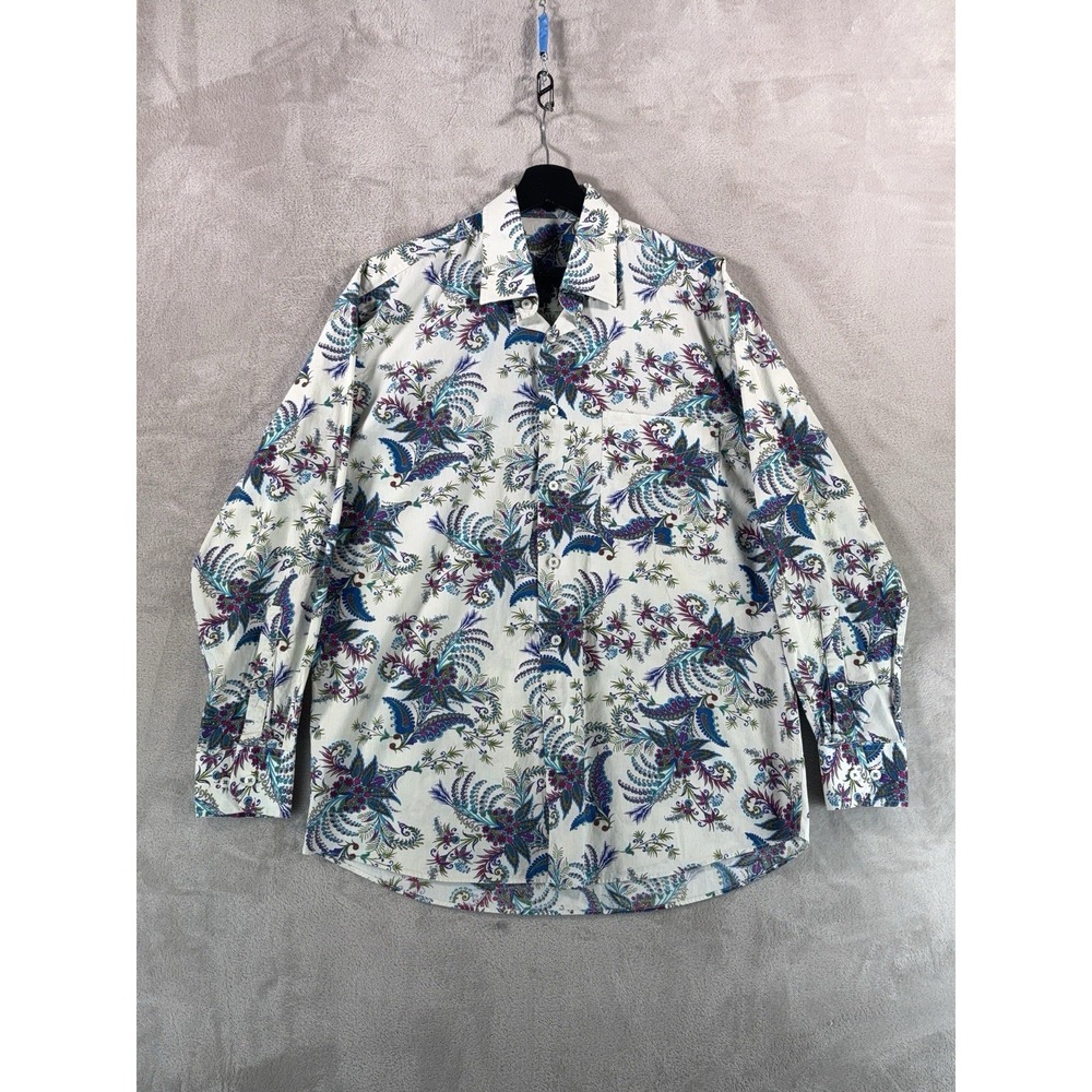 Alan Flusser Button Down Shirt Mens‎ Size Medium Multicolor Floral Paisley